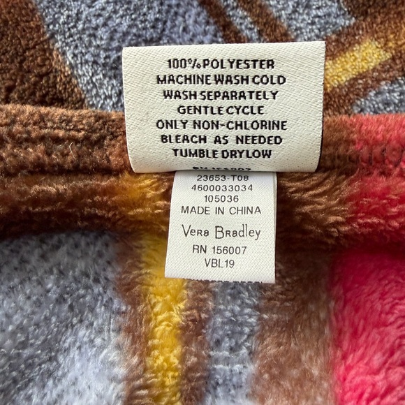 Vera Bradley Cozy Throw Plaid Blanket Pink Brown - Picture 4 of 5